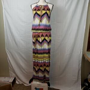 DEPT Womens Multicolor Halter Neck long line maxy dress‎ Size Large